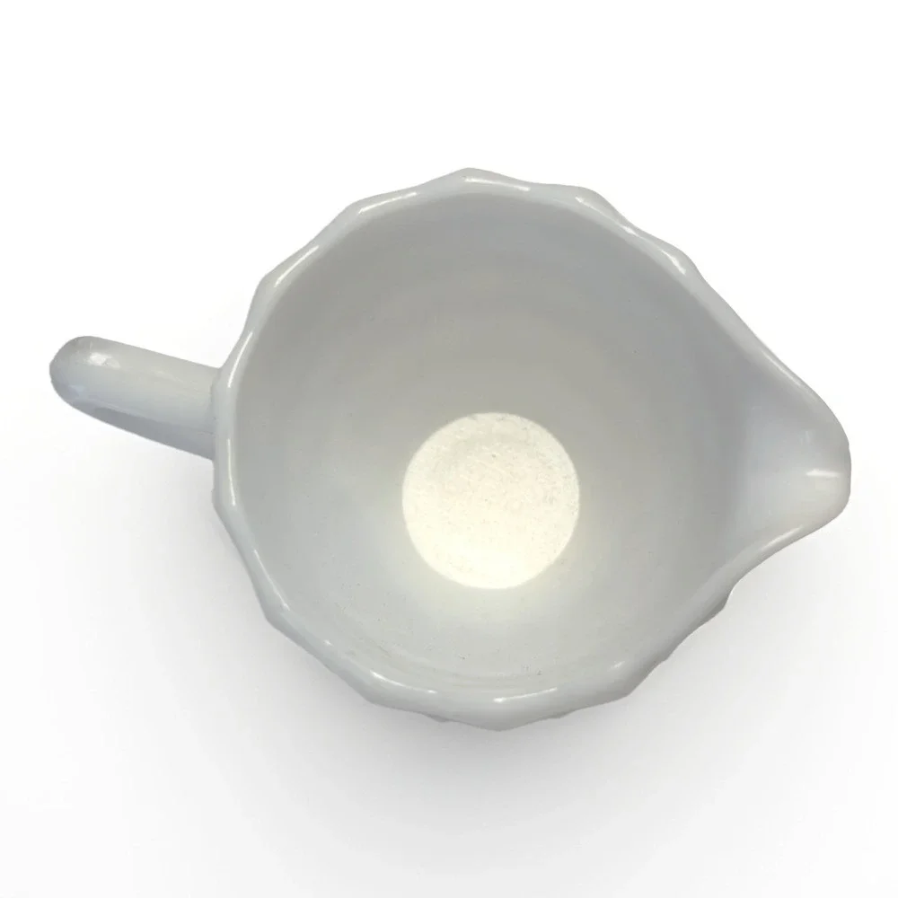 Anchor Hocking Milk Glass Creamer Cube Cut‎ Farmhouse Decor Cottagecore Vintage